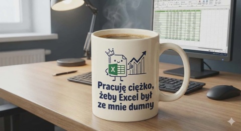 Kubek do pracy analityka "Pracuję ciężko, żeby Excel był ze mnie dumny"
