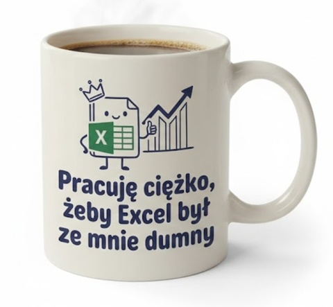 Kubek do pracy analityka "Pracuję ciężko, żeby Excel był ze mnie dumny"